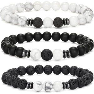 Mens Beaded Bracelets Matte Lava Rock Volcanic Stone Beads Fashion Jewelry